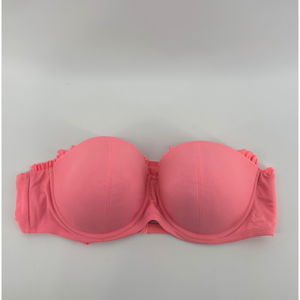 Torrid Swim Top Women's 3 Pink Ruffle Strapless Underwire Bandeau